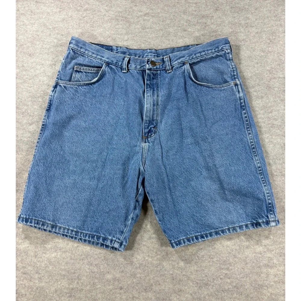 Wrangler Authentic Jeans Mens 36 Blue Denim Shorts Medium Wash 60601SW Cotton